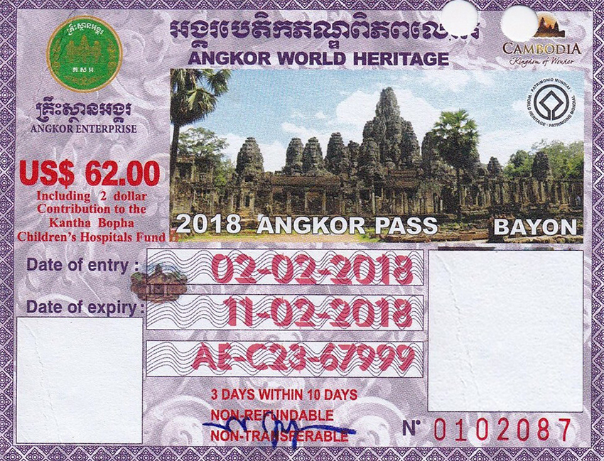 3days-temple-pass Ancient Angkor Wat temple silhouette at sunrise in Siem Reap, Cambodia, with reflection in the water, showcasing unique Khmer architecture and sunrise views for ideal Angkor exploration.