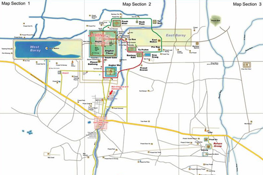 cambodia View of the route from Siem Reap Angkor International Airport to Villa Eternal with private pool, showcasing key landmarks and scenic roads in Siem Reap, Cambodia.